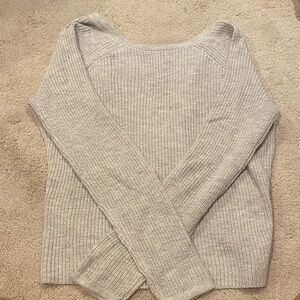 Women's Gray Open Cross Back Sweater